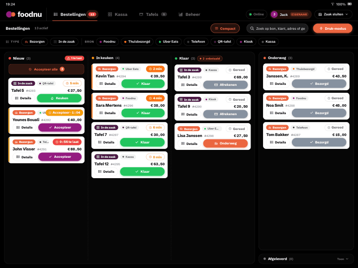 Foodnu — alle bestellingen op één live overzicht